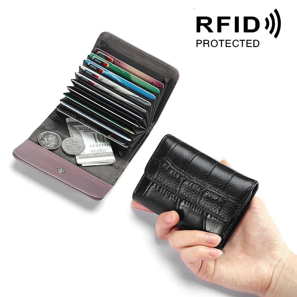 Крокодил шаблон RFID Анти-сканирование держатель кредитной карты для женщин мульти-карты бит кожаный дорожный кошелек карты Органайзер