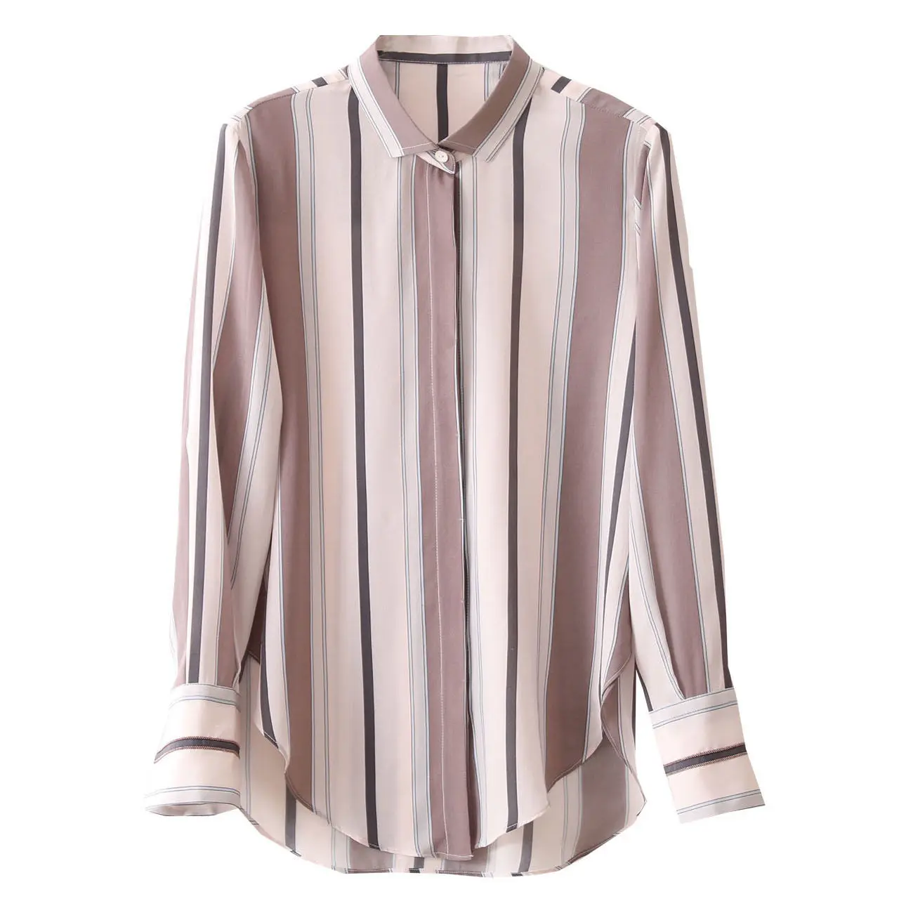 

Vertical stripes women long sleeve shirt in the spring of 2021 the new shirt joker loose render chiffon unlined upper garment un