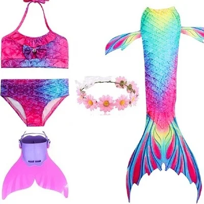 Red 02 set 1 Хвост русалки для девочек, купальный костюм, детский Zeemeerminstaart Cola De Sirena Cauda De Sereia косплей, Костюм Русалки - Цвет: Red 02 set 1