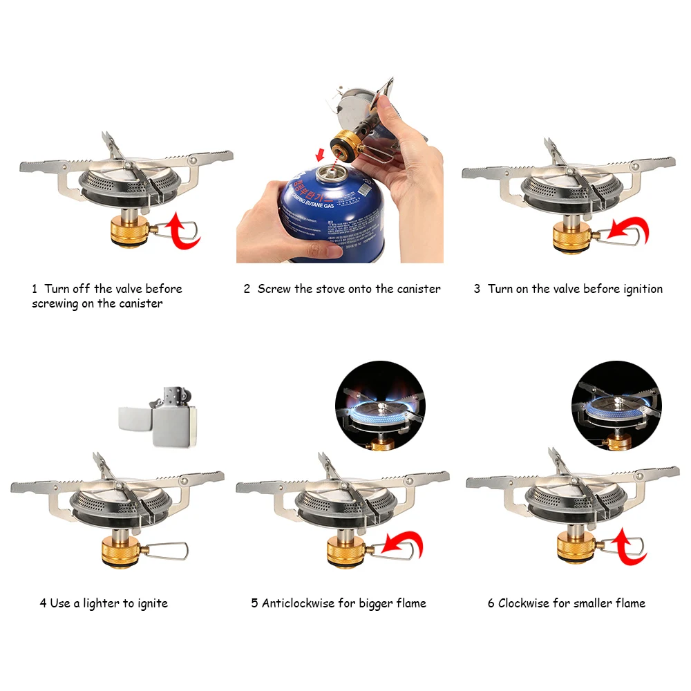 Ультралегкая портативная газовая плита Lixada для кемпинга на открытом воздухе