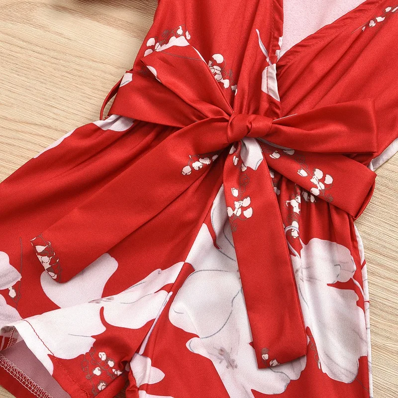 Новые топы с круглым вырезом Детская одежда цветочным принтом для детей