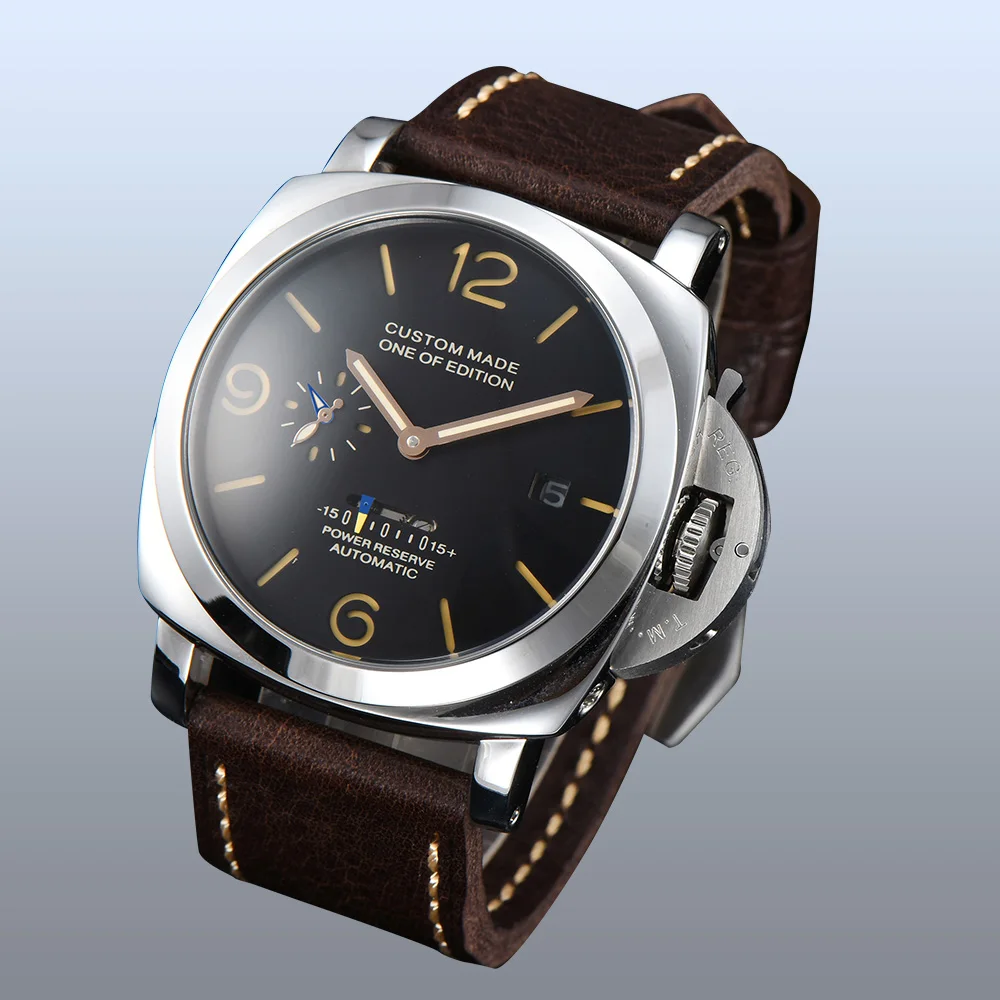 Часы Parnis с автоматическим намоткой запаса мощности 47 мм из нержавеющей стали