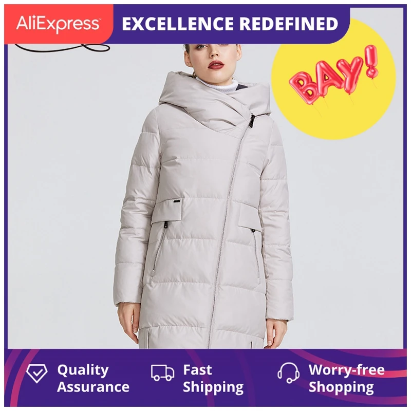 

2021 Winter Collection Women's Warm Jacket Made With Real Bio Parka Women Windproof Stand-Up Collar With Hood Coat