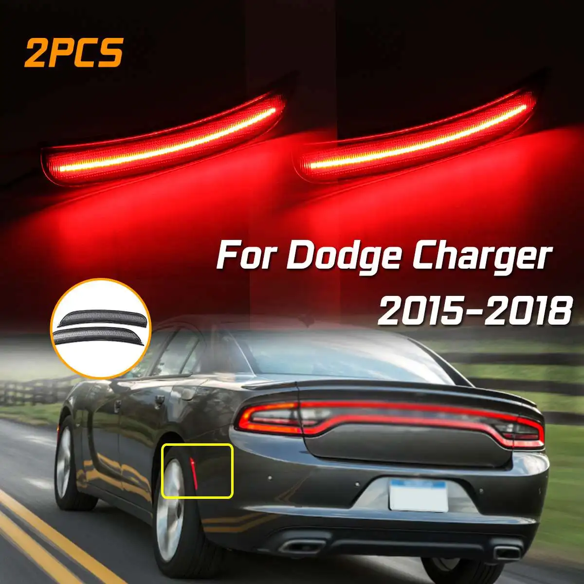 

1 Set Front / Rear Side Marker Lamps With Red / Amber LED Lights Turn Signal Light For DODGE CHARGER 2015 2016 2017 2018