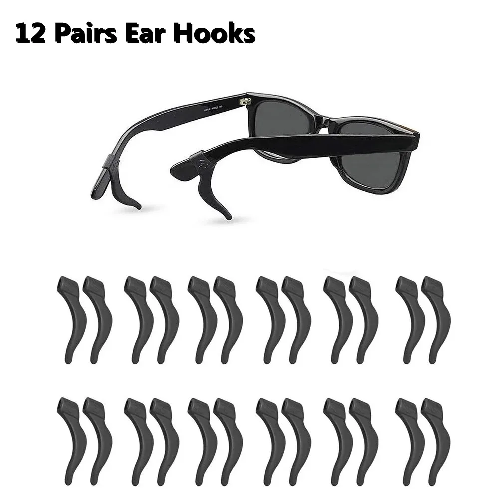 

12 Pairs Silicone Anti Slip Ear Hooks For Glasses Eyeglass Sunglasses Holder New Casual Glasses Stand Accessories Large Size New