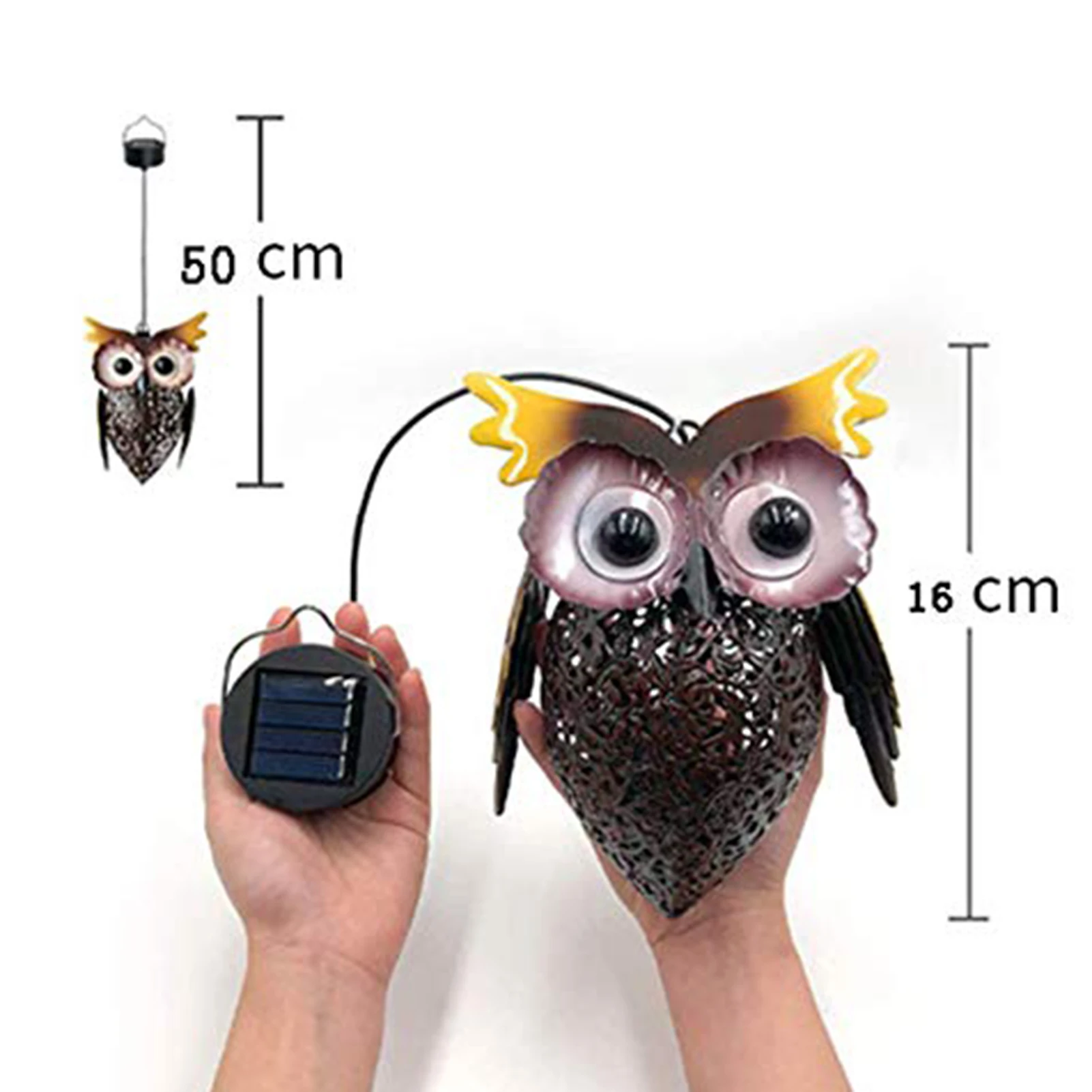 

Iron Hanging Solar Light Ornament Metal Owl Shaped Lantern Crafts Hollow Solar LED Waterproof Lamp Lawn Patio Decorative Lights