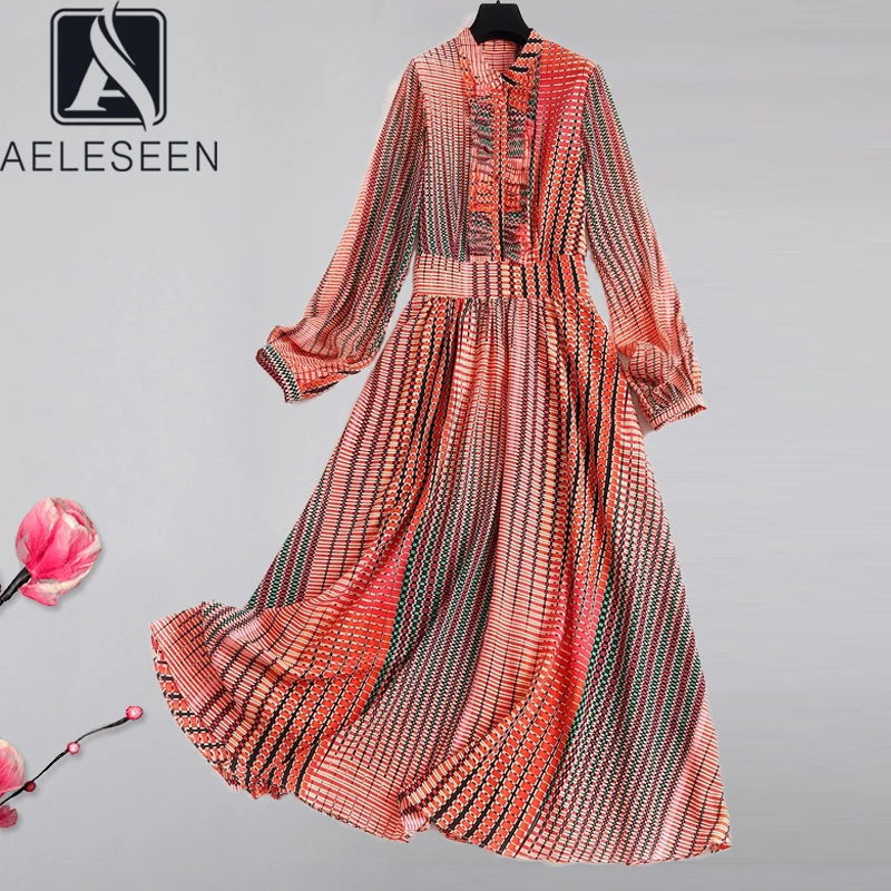 AELESEEN подиумное модное платье в полоску весна лето 2020 женское Элегантное Длинное