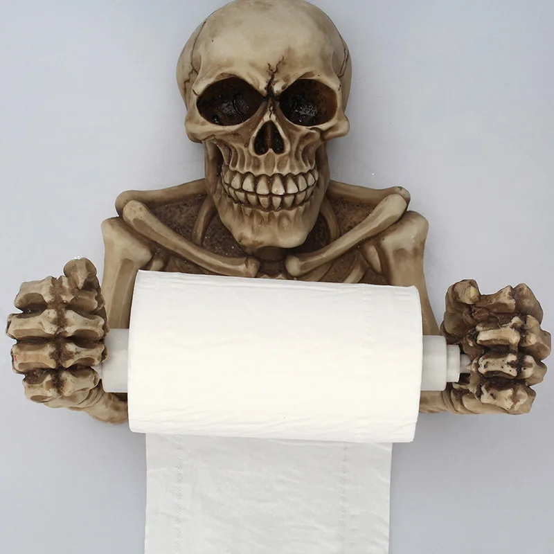 

Creative Skull Shaped Tissue Holder Wall Mounted Paper Holders Toilet Roll Paper Shelf Home Kitchen Hanging Tissue Box Rack