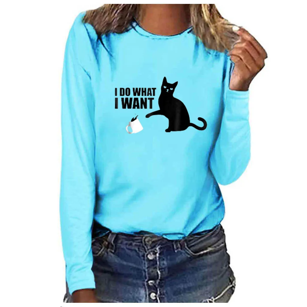 Женская мода размера плюс принт круглый вырез с длинным рукавом кофты Harajuku Хип