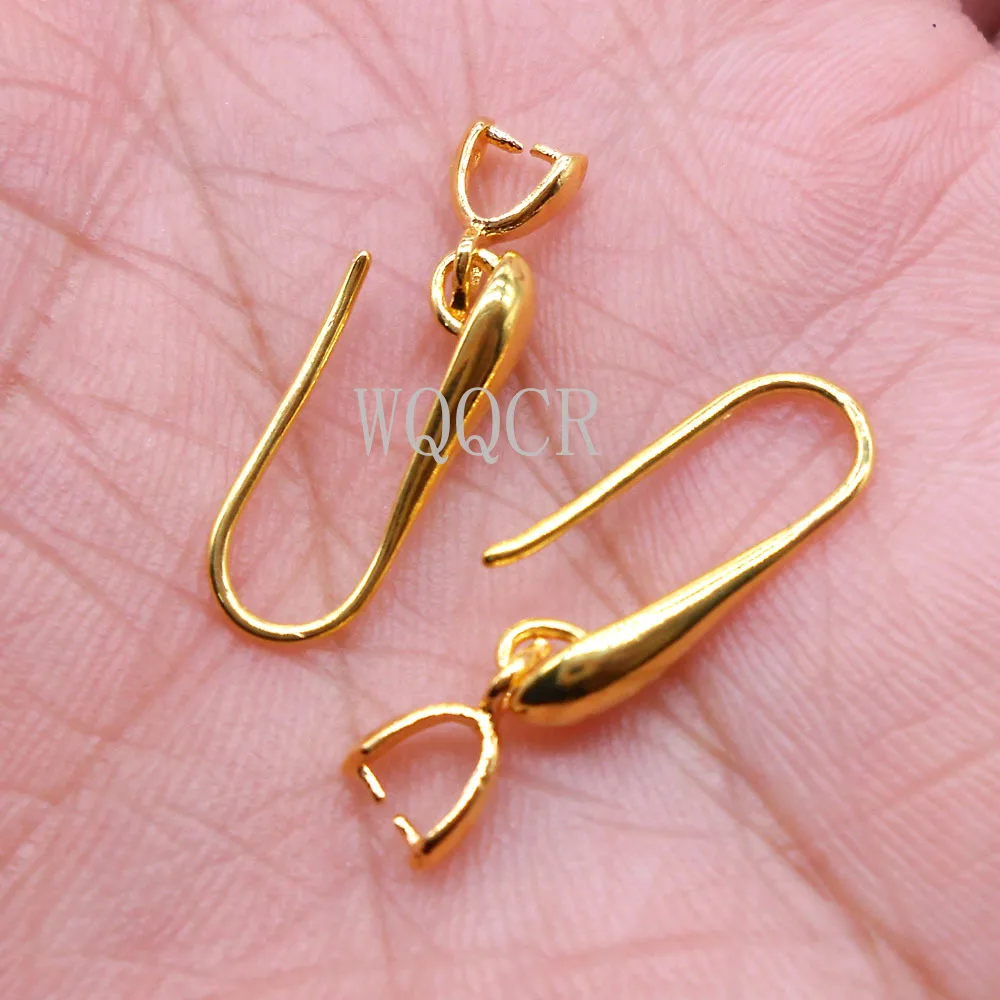 

10 шт., женские серьги-Крючки с гладкой поверхностью, под золото 925 пробы