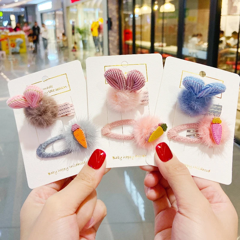 2 шт./компл. милые Мультяшные плюшевые заколки для волос с цветами детские Полые