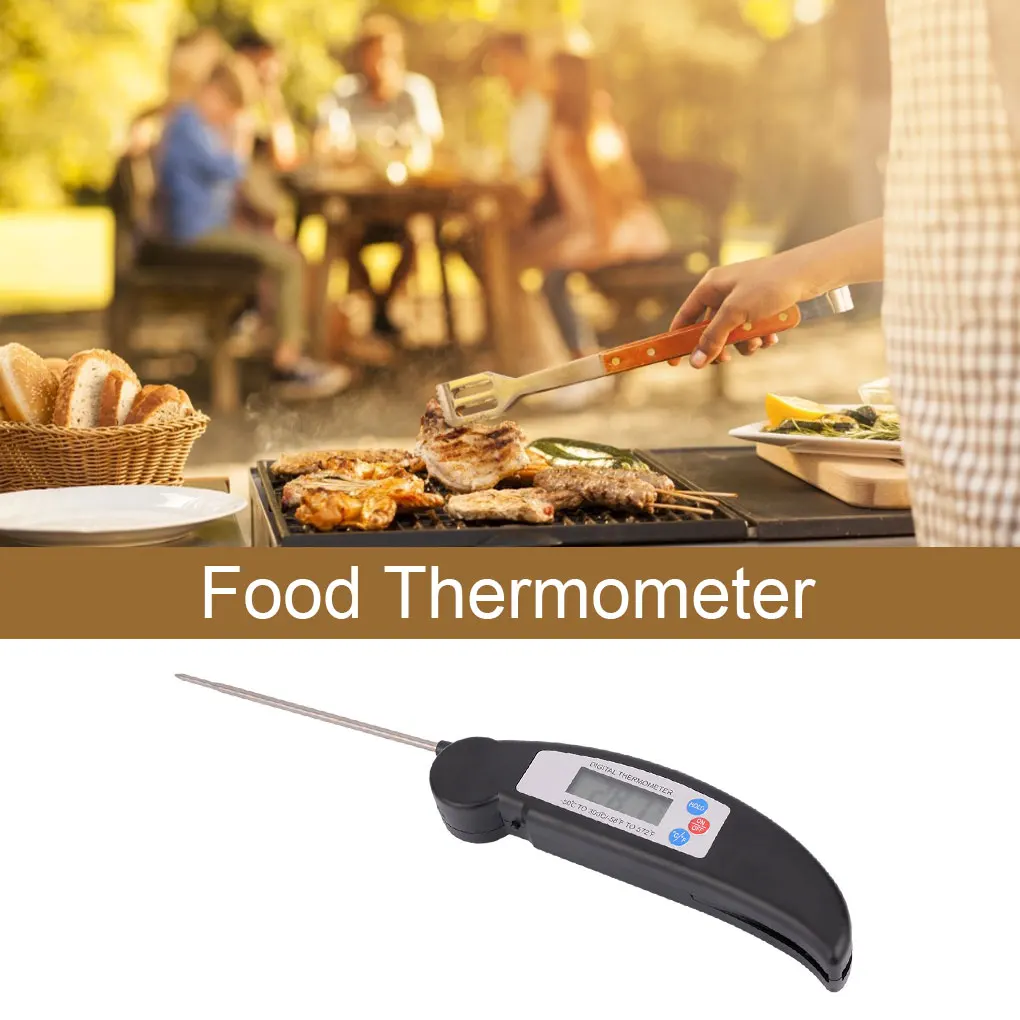 

Foldable Food Meat Thermometer ABS Stainless Steel Digital Probe Cooking Temperature Measuring Tool
