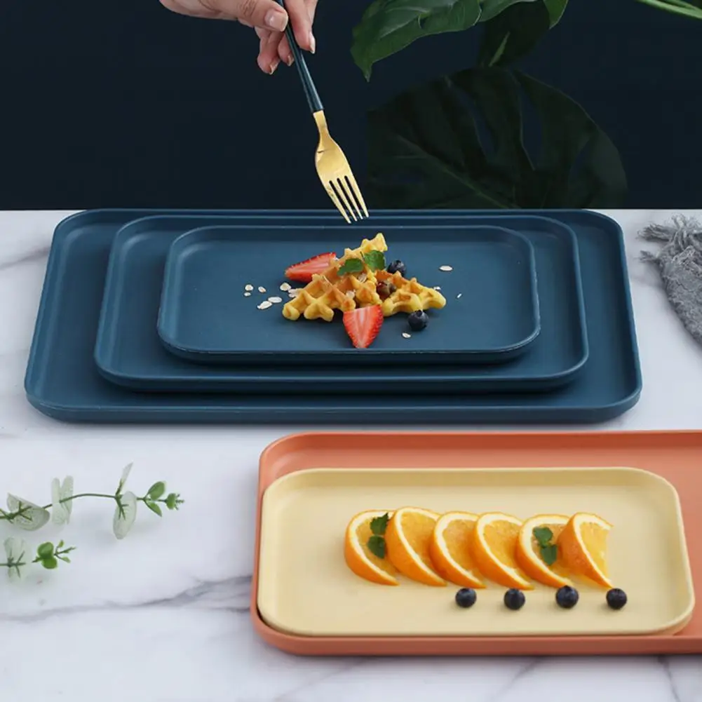 

MultiFunction Storage Tray Rectangular Plastic Serving Tray Kitchen Organizer Food Plate Home Kitchen Fruit Dessert Tray Storage