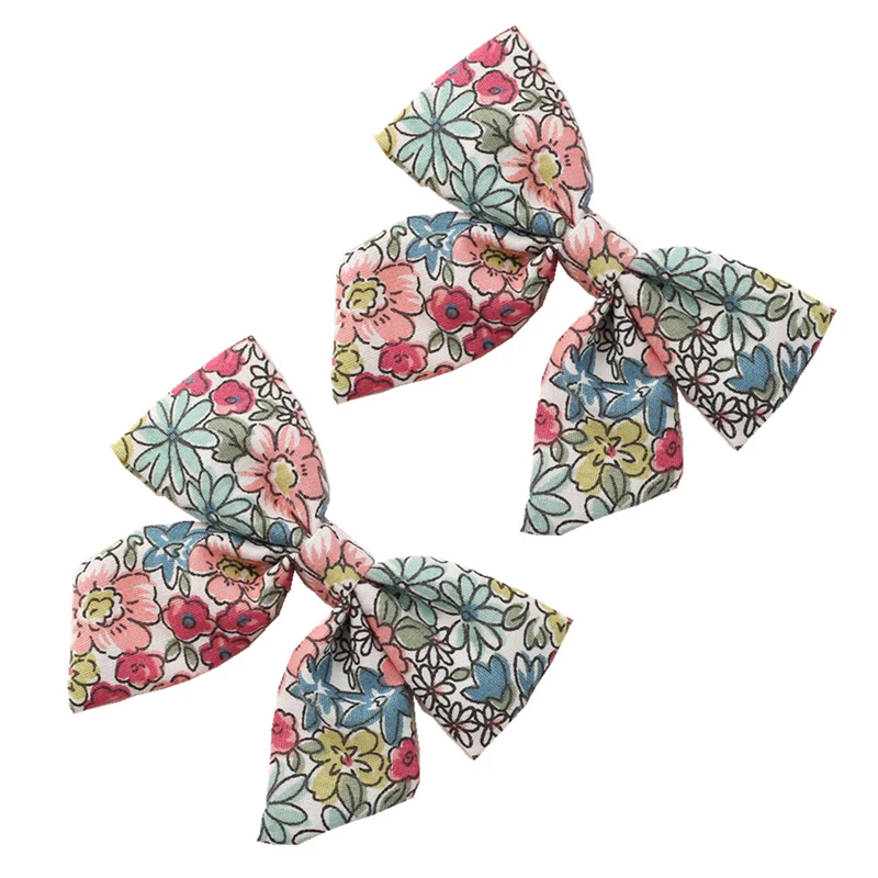 

Baby Girls Hair Clips Floral Printing Bows Hair Pin For Children Liberty Cotton Barrette Kids Summer Hair Accessories 1Pcs/Set
