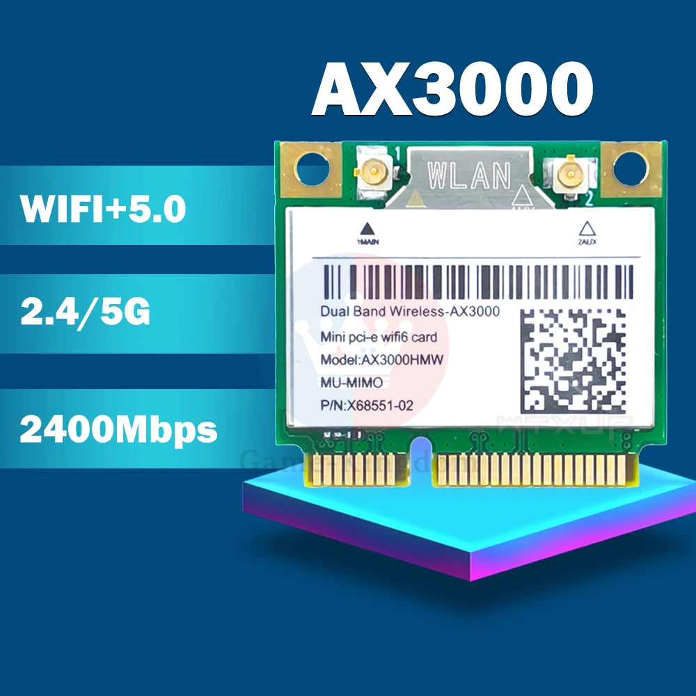 2974 Мбит/с Wi-Fi 6 AX3000 Беспроводной Половина Mini PCI-E беспроводная сеть карты Bluetooth 5 0