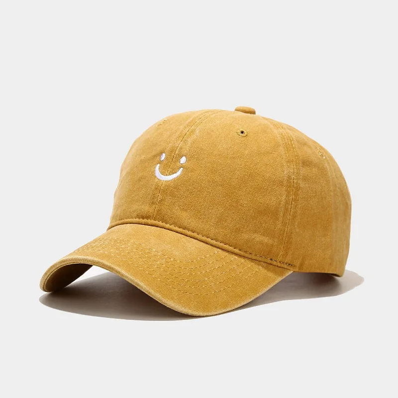 

2021ins New Expression Smiley Face Washed Old Baseball Cap Men and Women Street Trend Duck Tongue Popular Hat Tide
