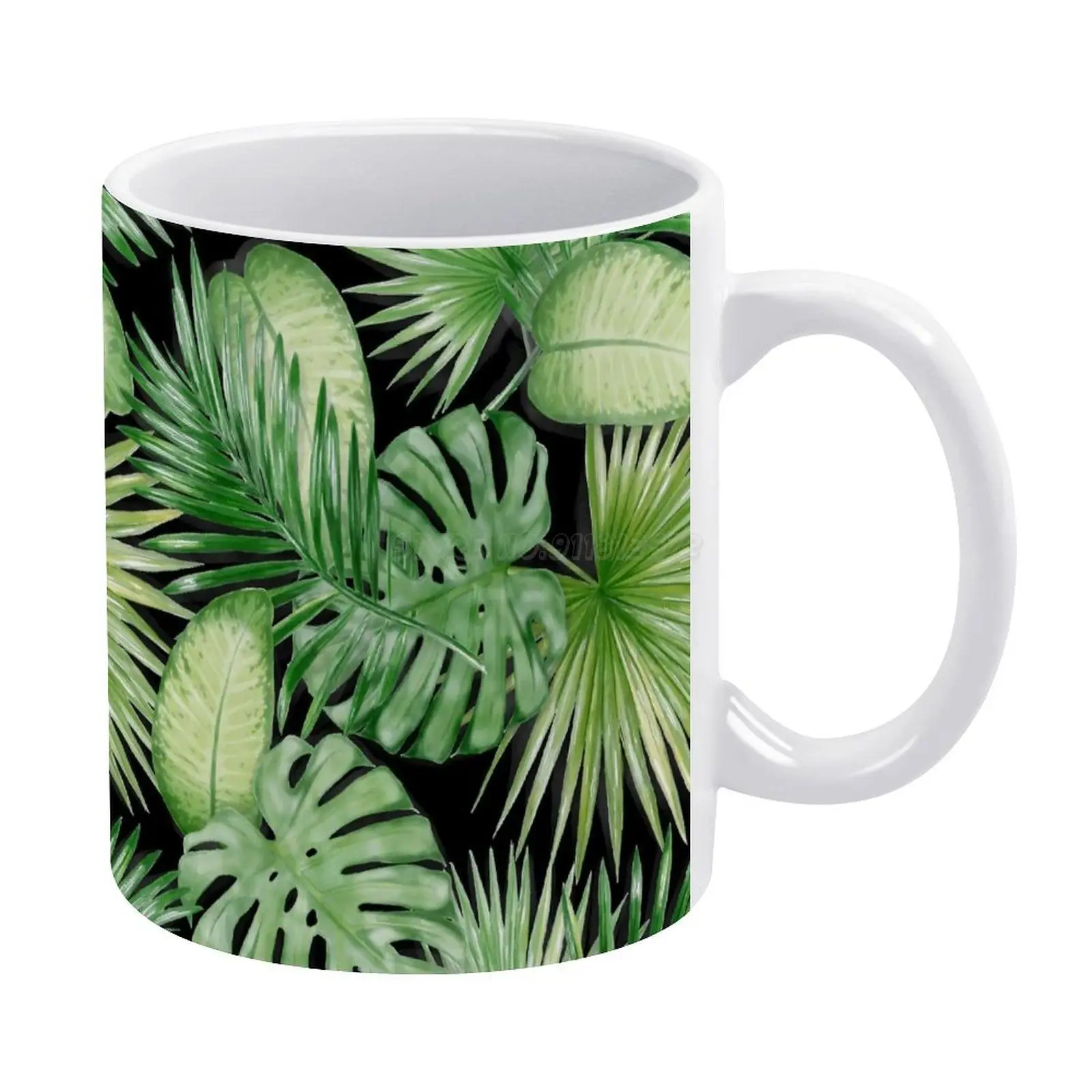 Кружка водная с экзотическим Рисунком Листьев белая кружка принтом кофейная