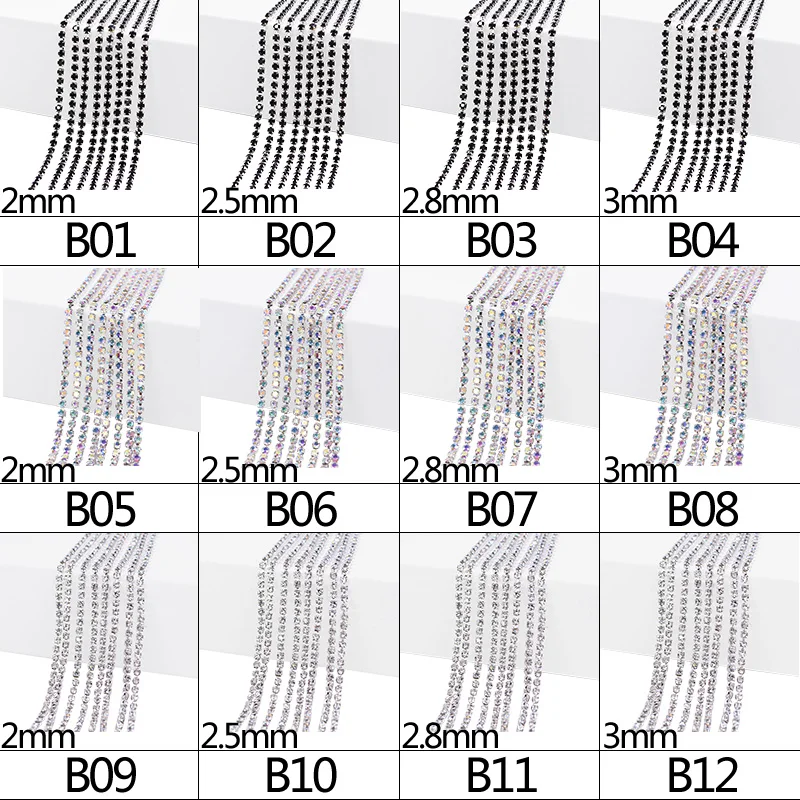 5 м/шт. 2 3 мм широкий черно белые стразы AB Crystal цепи стекло цепочка с подвеской в