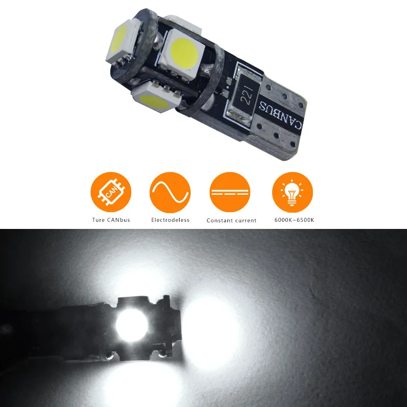 2 предмета W5W T10 5050 5SMD чип светодиодный лампы Стоянкы Автомобилей Автомобиля