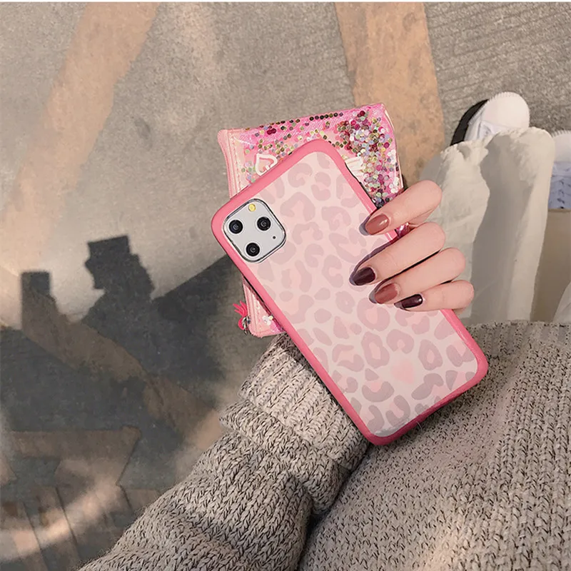 

Fashion Leopard Print Case for iPhone 11 Pro Max X XS XR Cute Pink Phone Cases for iPhone 7 8 Plus SE 2 2020 Soft Silicone Cover