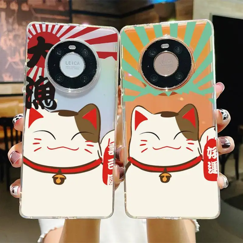 

Japan Koi Fish Cherry Blossom Lucky Cat Phone Case For Huawei P20 30 pro lite Psmart 2019 Y5 6 7 Honor 8 10 i lite Mate 20lite