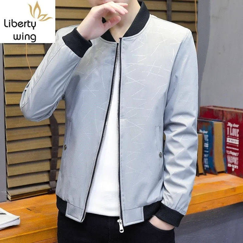 Men Korean Fashion Slim Fit Bomber Jackets Zipper Stand Collar Long Sleeve Man Plus Size 5XL Jacket Coats 2020 Autumn Clothes