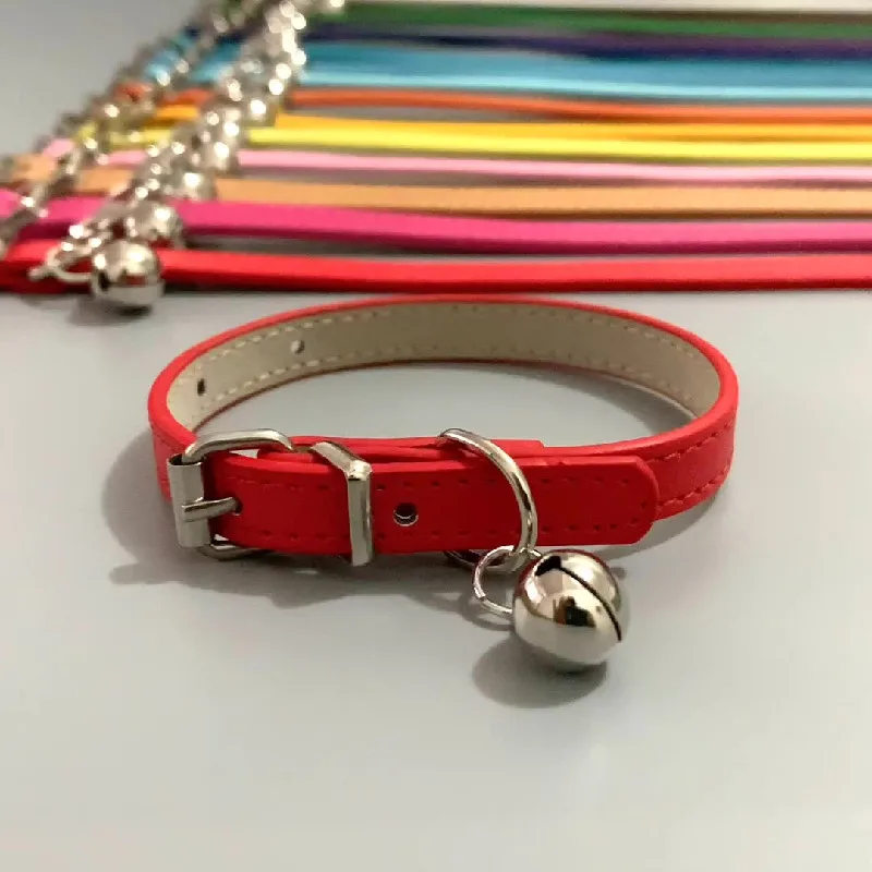 

Luxury Trendy Pets Dog Collar PU Leather with Bell Adjustable Soft Small Dogs Cats Puppy Neck Dog Accessories ошейник для собак