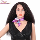 Парик женский синтетический длинный, термостойкий, с натуральными черными кудрявыми прямыми волосами, 24 дюйма