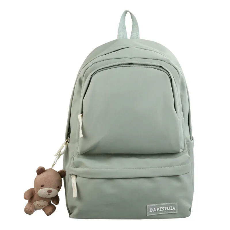 

EST Waterproof Nylon Backpack Solid Color Large School Bag Kawaii Pendant Travel Women Shoulders Rucksack Bolsa Mochila Mejure