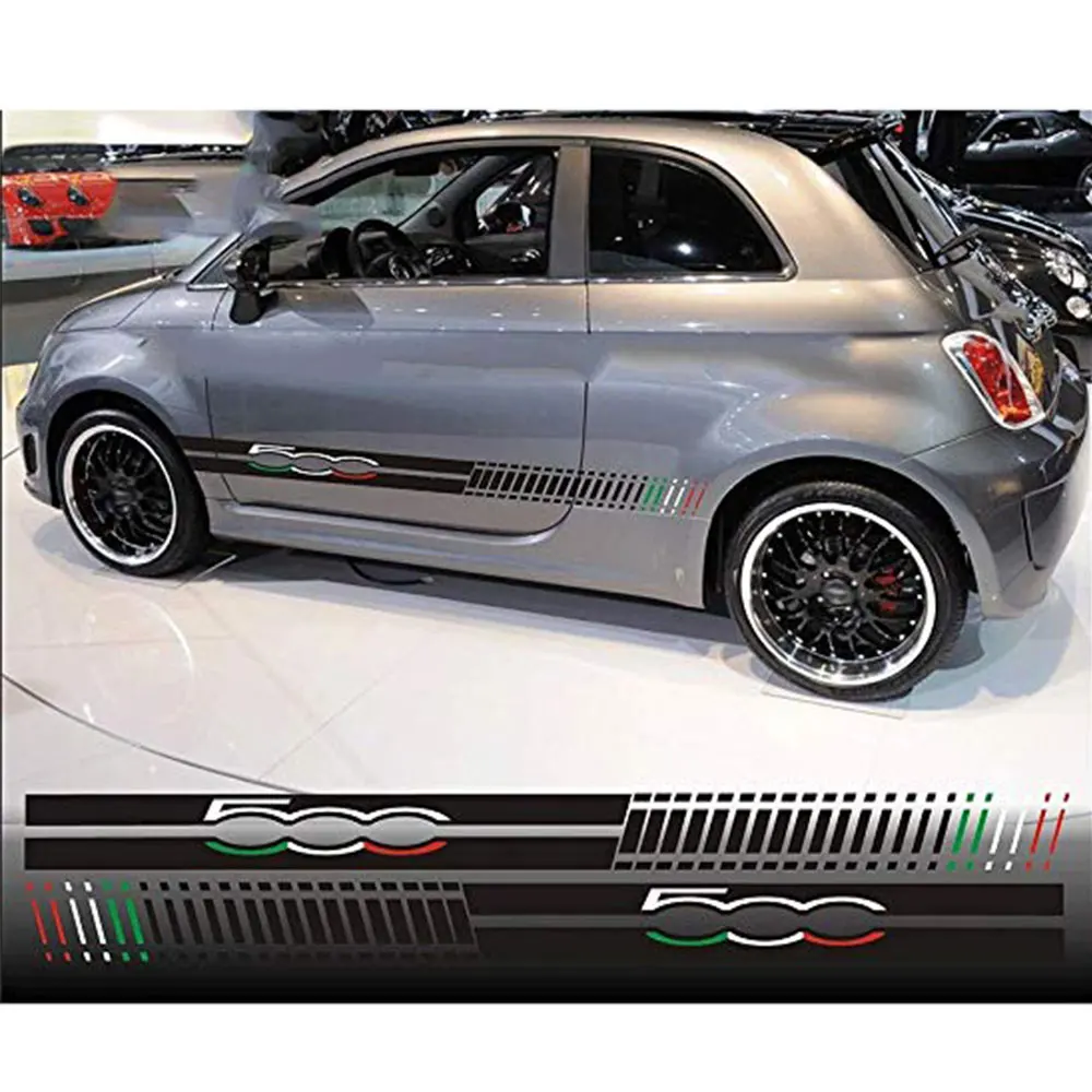 Для Fiat 500 автомобильные боковые полосы графические наклейки s пары гоночные 595 ABARTH