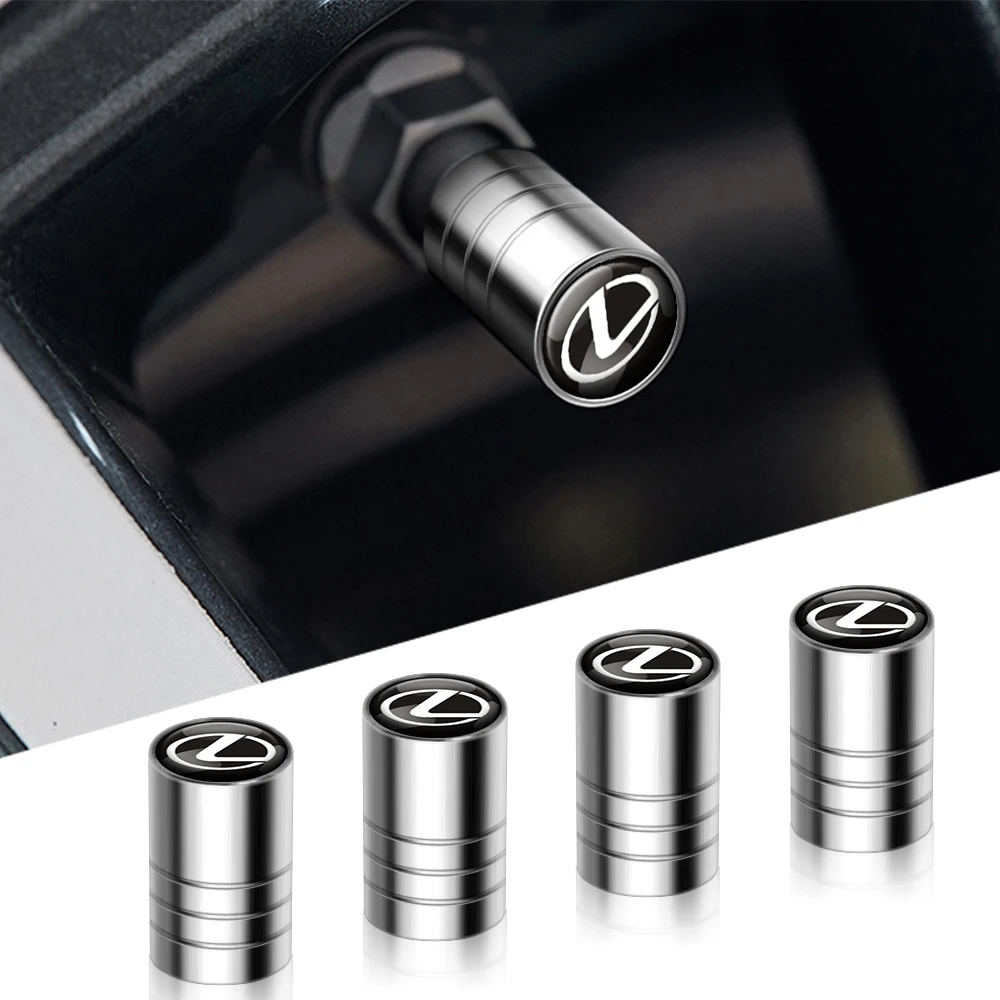 

4Pcs Metal Wheel Valve Stem Caps Car Styling For Lexus RX 300 330 IS 250 300 GX 400 460 UX 200 NX LX LS GS ES Tire Valve Cover