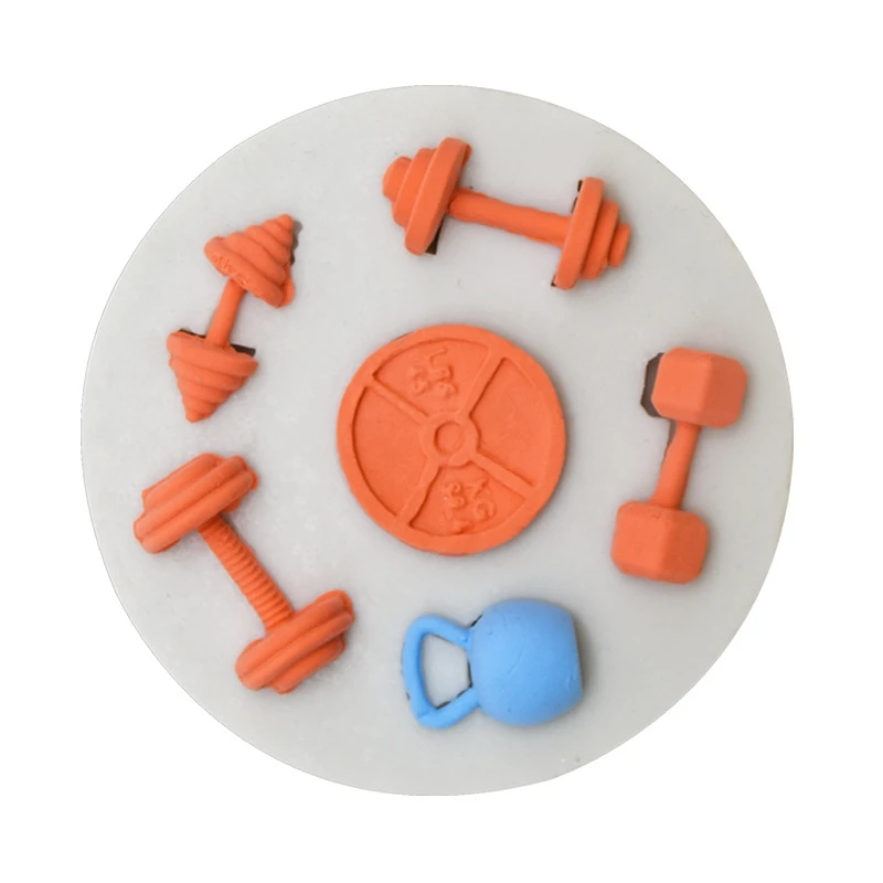 

Silicone Mold Sports Gym Equipment Dumbbell Fondant Mould DIY Cake Decorating Chocolate Gumpaste Candy Polymer Clay Mold