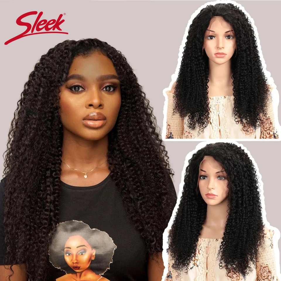 Sleek Brazilian Kinky Curly Wig Lace Frontal Human Hair Wigs 180% Density Human Hair Wigs Pre Plucked With Baby Hair Wigs