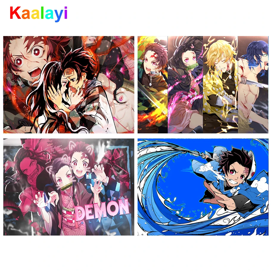 

5D Diy Full Square Drill Diamond Painting Embroidery Demon Slayer Kimetsu No Yaiba Japan Anime Cross Stitch Picture Decor Zs073