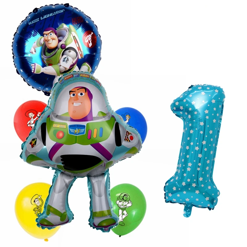 Toy Story Buzz Lightyear Printing Latex Foil Balloon 32inch Number Kids Favor Birthday Party Decor 7pcs/Suit Inflatable Supplies | Дом и сад