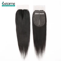human hair closure brazilian straight closure 2x4 lace closure non remy human hair middle part closure with baby hair for woman