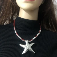 anslow trendy jewelry creative new large starfish pendant charms statement necklace for women girls birthday gift sale low0007an