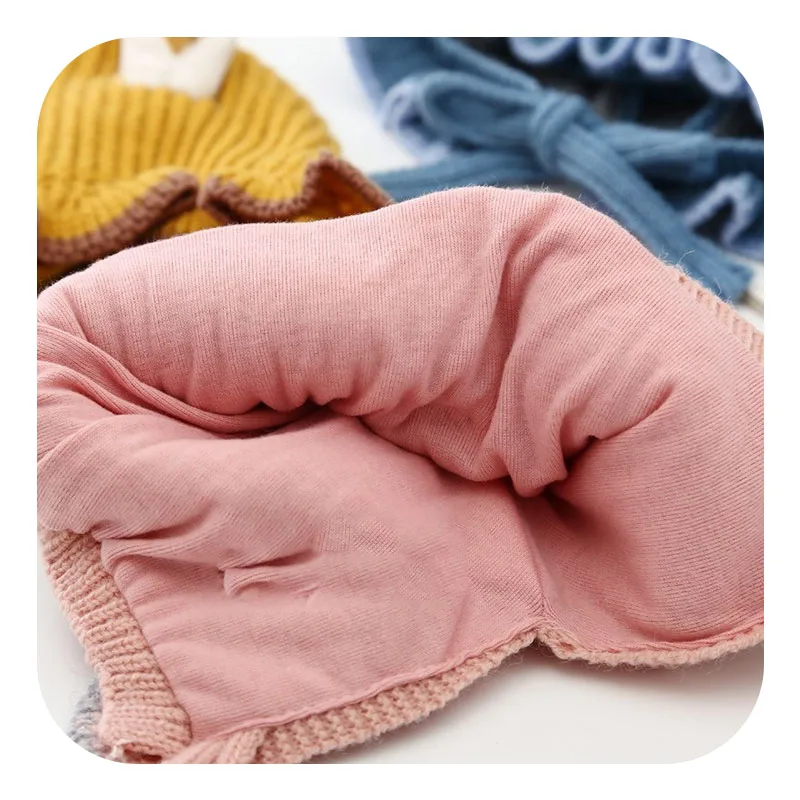 

XCQGH 1PCS Princess Pink Winter Baby Girl Cap Rabbit Ear Lace Ruffle Ear Protection Kids Girl Hat