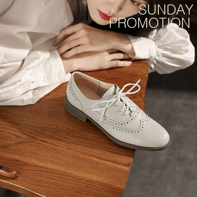

Women 2021 Spring Genuine Leather Shoes All-match Office Lady Thick-heel Soft Leather Footwear Oxford Business Loafers Shoes