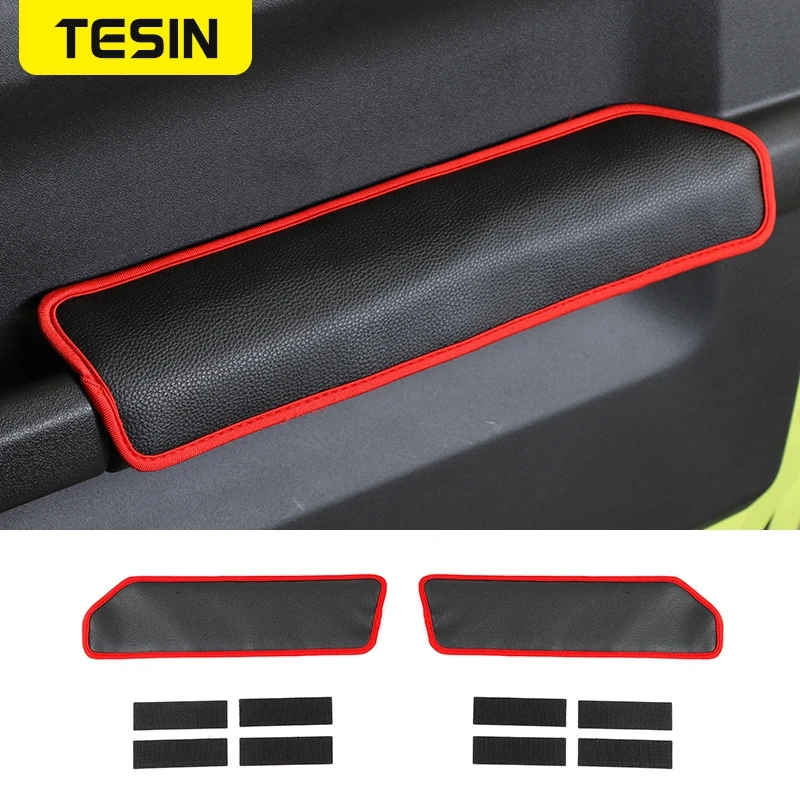 

TESIN Leather Car Door Armrest Handle Pad Mat Protection Cover for Suzuki Jimny 2019 2020 2021 Interior Parts Car Accessories