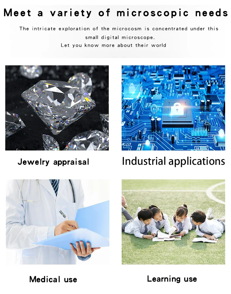 1000X HD Digital USB Microscope Handheld Portable Digital Microscope USB Interface Electron Microscopes with 8 LEDs with Bracket