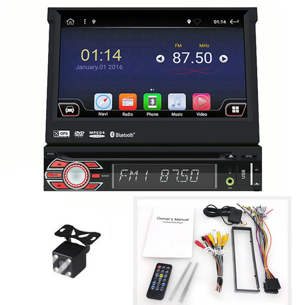 Car DVD with cam 1din Android 9,1 Универсальный Автомобильный dvd-плеер 4G wifi gps навигация Стерео Радио Аудио мультимедиа плеер рулевое колесо - Цвет: Car DVD with cam