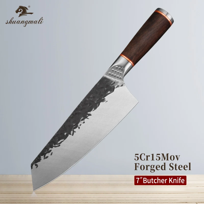Нож мясника 7 дюймов кованый резец из углеродистой стали универсальные шеф ножи