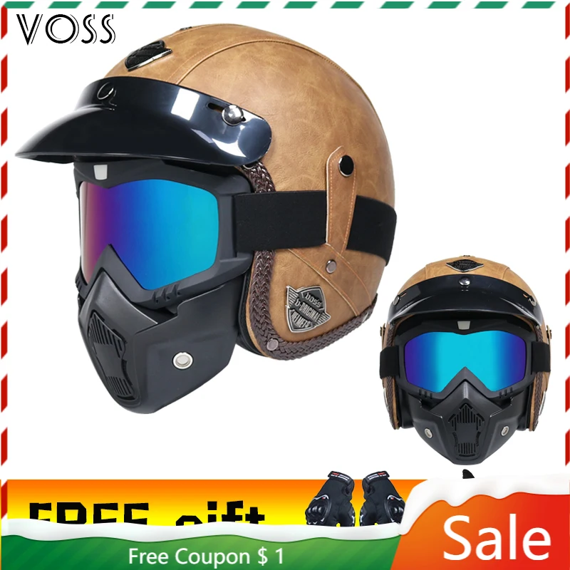 Новинка 2020 из искусственной кожи ретро шлемы 3/4 мотоциклетный велосипедный шлем