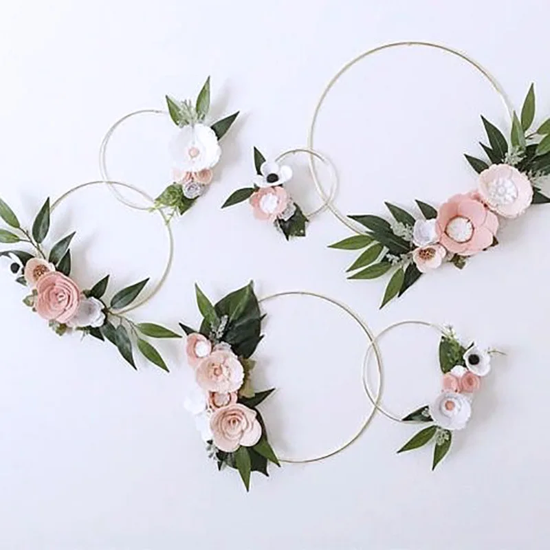 

10-40cm Iron Metal Wreath Wedding Decoration Gold Color Garland Artificial Flower DIY Floral Hoop Baby Shower Party Decoration