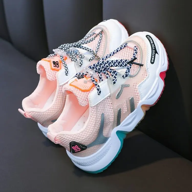 2020 Summer Rainbow Kids Sport Shoes For Girls Sneakers Students Breathable Mesh Children Boys Light Kid | Детская одежда и обувь