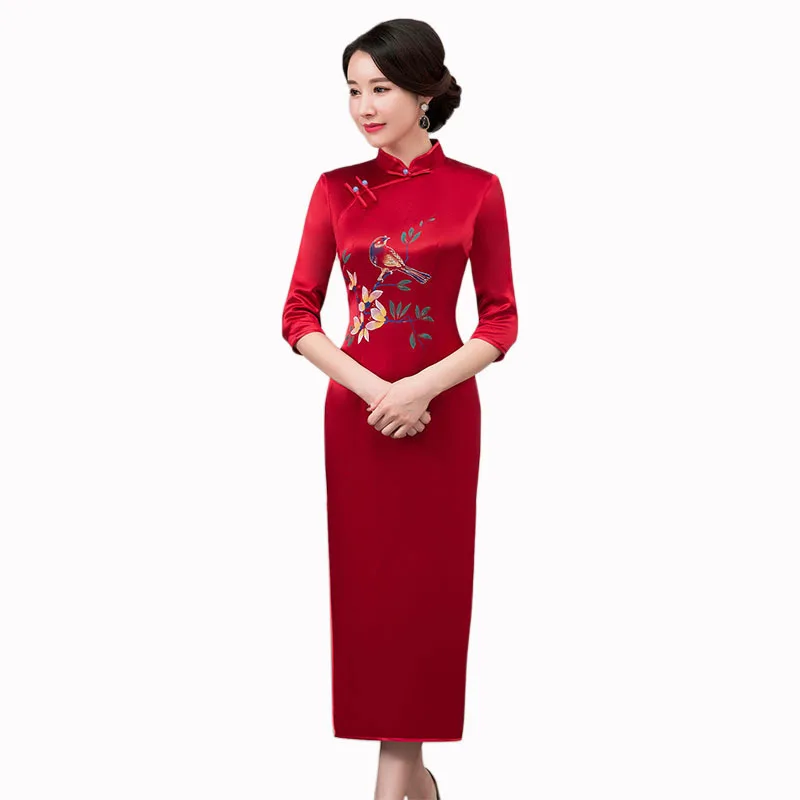 Quinceanera распродажа выше колена мини ацетат сатин свадебный тост Cheongsam улучшенный