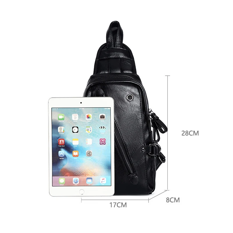 

Korean Fashion Men's Chest Bag Leisure Travel Leather Crossbody Backpack Sports Commuter Men's Waist Bags Phone Wallet Handbag