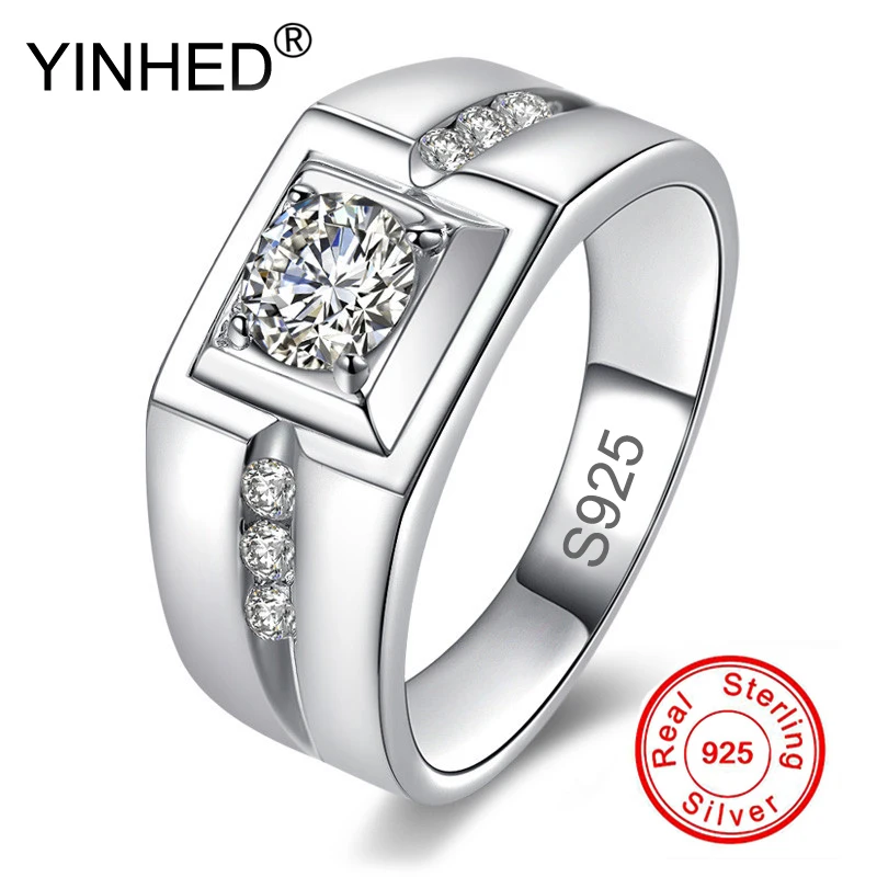 

Модное обручальное кольцо YINHED ZR319 для мужчин, серебро 100% пробы 925 пробы, 0,75 карат