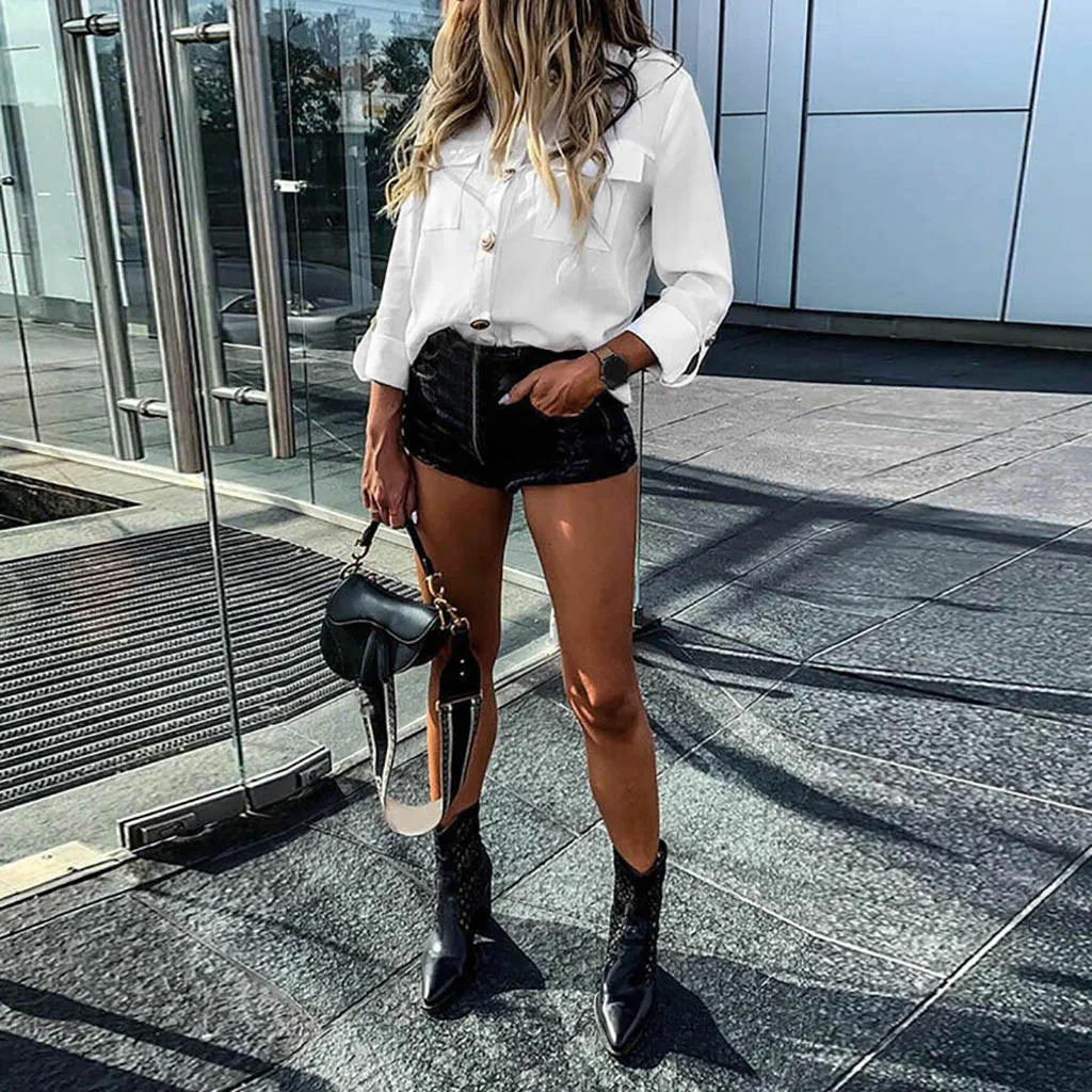 Женская офисная блузка с пуговицами Повседневная зимняя Свободная длинным